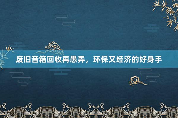 废旧音箱回收再愚弄，环保又经济的好身手
