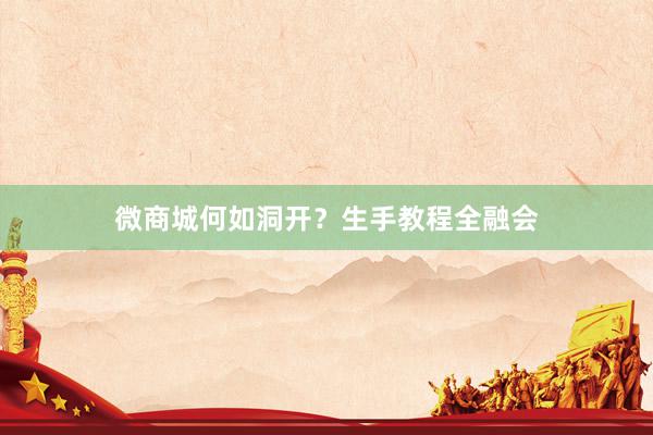 微商城何如洞开？生手教程全融会
